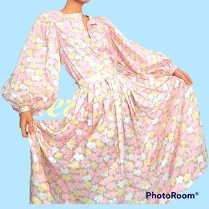 Vintage Kasper for JL.Sport Flare Skirt & blouse set with balloon sleeve Size 4